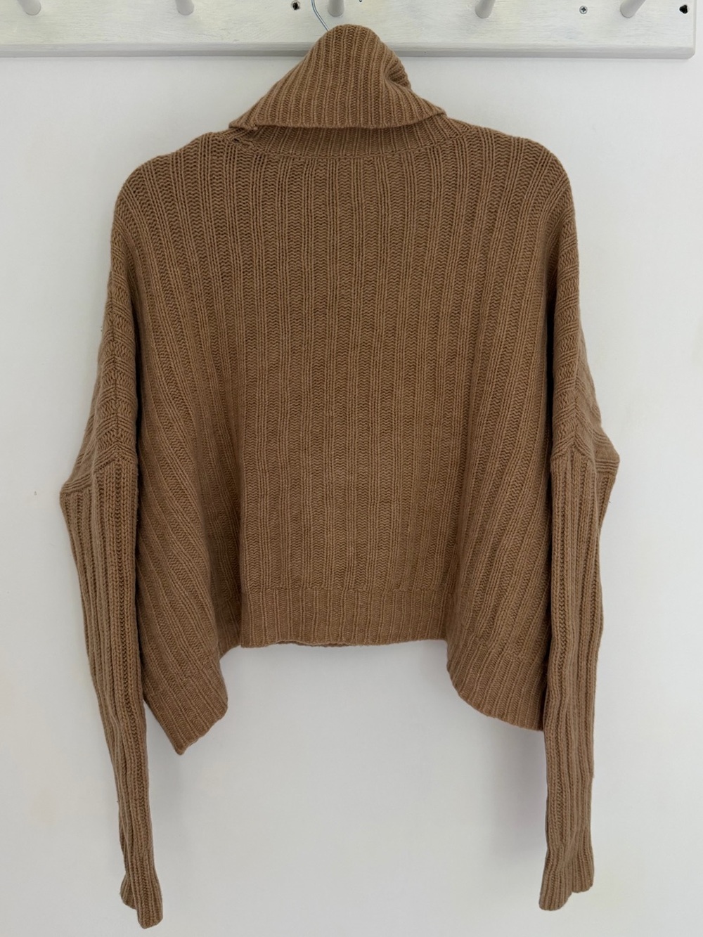 Ralph Lauren Blue Label 80 Wool 20 Cashmere Camel Tan Crop Boxy Knit Turtleneck - Picture 8 of 16